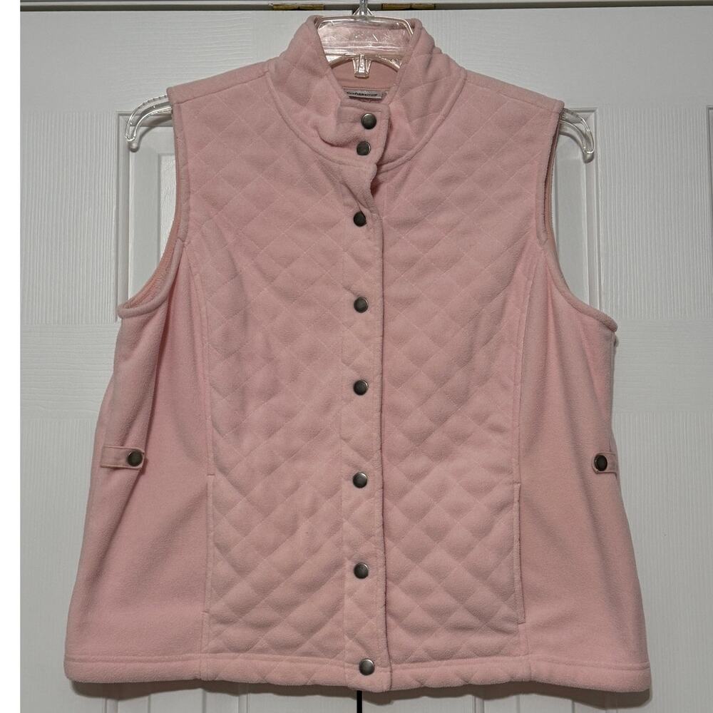 Women's Croft & Barrow Quilted Fleece Vest, Pink, Size L